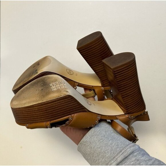 Michael Kors Womens Jessie Leather Platform Heel Sandals Size 10 - Picture 12 of 12